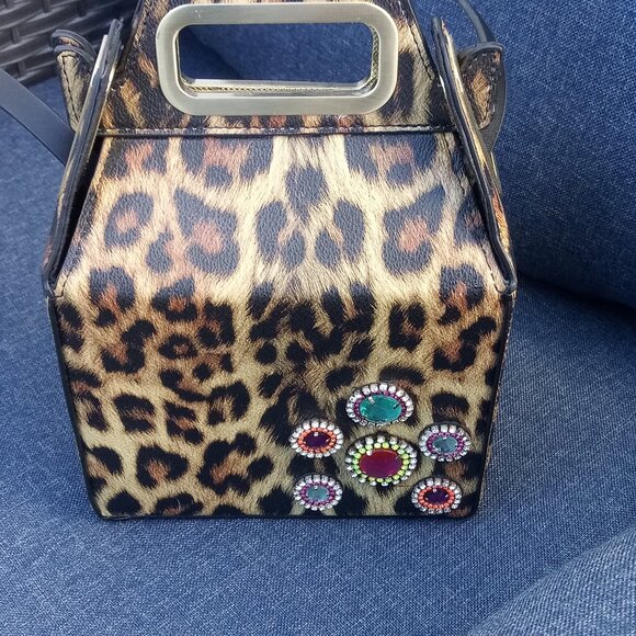 Betsy Johnson leopard crossbody bag with jeweled design - Picture 9 of 9